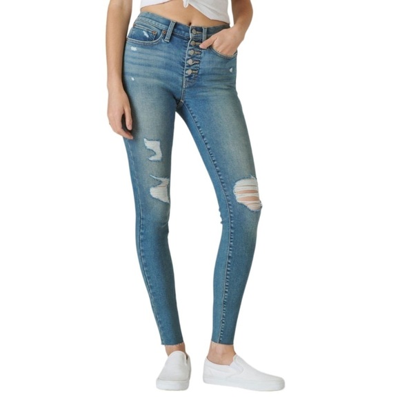 LUCKY BRAND Bridgette High Rise Skinny Jeans Distressed Size 20 NEW $109 - Picture 1 of 11